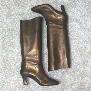 J. Renee BRONZE leather knee-high boots size 12M